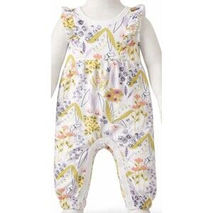 Cat & Jack Baby Girl Floral Romper Ruffle Sleeves Snap Bottom Closure 6–9M